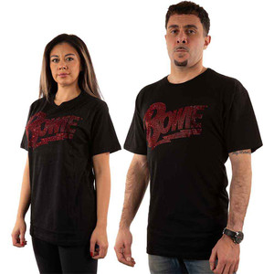 David Bowie Unisex T-Shirt: Logo (Black) (Embellished)