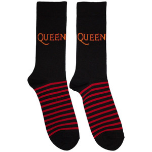 Queen Unisex Ankle Socks: Logo & Stripes (Black) (UK Size 6 - 11) Queen Unisex Ankle Socks: Logo & Stripes (Black) (UK Size 6 - 11)