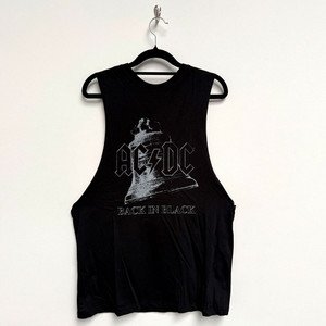 AC/DC Unisex Vest T-Shirt: Back In Black Bell (Black) AC/DC Unisex Vest T-Shirt: Back In Black Bell (Black)