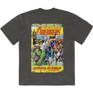 Marvel Comics Unisex Stone Wash T-Shirt: Avengers Assemble 700 (Charcoal Grey) Marvel Comics Unisex Stone Wash T-Shirt: Avengers Assemble 700 (Charcoal Grey)