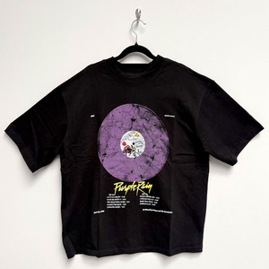 Prince Unisex Oversized Boxy T-Shirt: Purple Rain Disc (Black) Prince Unisex Oversized Boxy T-Shirt: Purple Rain Disc (Black)