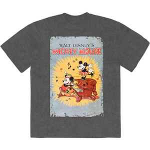 Disney Unisex Stone Wash T-Shirt: Mickey Piano (Charcoal Grey) Disney Unisex Stone Wash T-Shirt: Mickey Piano (Charcoal Grey)