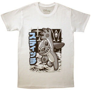 Disney Unisex T-Shirt: Stitch Jump Black & White (Natural) Disney Unisex T-Shirt: Stitch Jump Black & White (Natural)