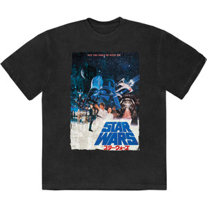 Star Wars Unisex Stone Wash T-Shirt: May The Force Be With You (Black) Star Wars Unisex Stone Wash T-Shirt: May The Force Be With You (Black)