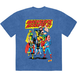 Marvel Comics Unisex Stone Wash T-Shirt: Avengers Assemble Retro (Denim Blue) Marvel Comics Unisex Stone Wash T-Shirt: Avengers Assemble Retro (Denim Blue)