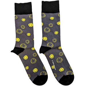 Nirvana Unisex Ankle Socks: Mixed Happy Faces (Charcoal Grey) (UK Size 4 - 7) Nirvana Unisex Ankle Socks: Mixed Happy Faces (Charcoal Grey) (UK Size 4 - 7)