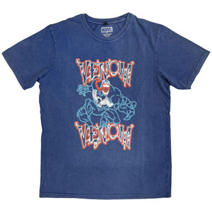 Marvel Comics Unisex Stone Wash T-Shirt: Venom Neon Light Outline (Denim Blue)  Marvel Comics Unisex Stone Wash T-Shirt: Venom Neon Light Outline (Denim Blue)