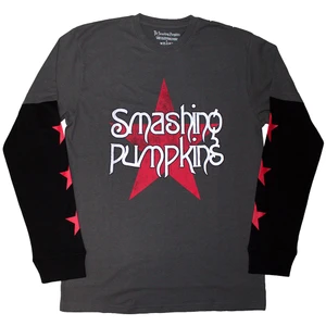 The Smashing Pumpkins Unisex 2 In 1 Layered Long Sleeve T-Shirt: Star Logo (Charcoal Grey & Black) (Sleeve Print)