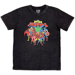 Marvel Comics Unisex Stone Wash T-Shirt: Avengers Japanese (Black) Marvel Comics Unisex Stone Wash T-Shirt: Avengers Japanese (Black)