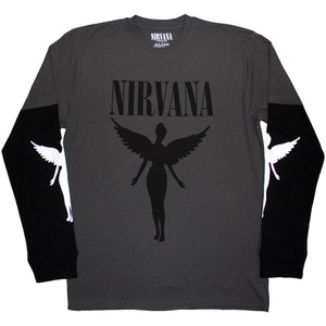 Nirvana Unisex Layered Long Sleeve T-Shirt: In Utero Mono (Charcoal Grey & Black) (Sleeve Print) Nirvana Unisex Layered Long Sleeve T-Shirt: In Utero Mono (Charcoal Grey & Black) (Sleeve Print)