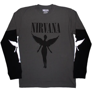 Nirvana Unisex 2 In 1 Layered Long Sleeve T-Shirt: In Utero Mono (Charcoal Grey & Black) (Sleeve Print)