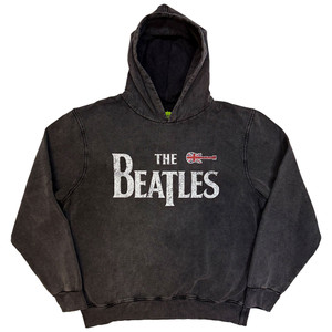 The Beatles Unisex Stone Wash Pullover Hoodie: Guitar & Drop T (Charcoal Grey) The Beatles Unisex Stone Wash Pullover Hoodie: Guitar & Drop T (Charcoal Grey)
