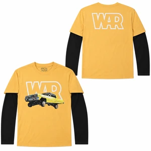 War Unisex 2 In 1 Layered Long Sleeve T-Shirt: Car (Sand & Black) (Back Print)