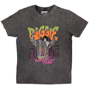 Biggie Smalls Unisex Stone Wash T-Shirt: Cartoon Graffiti (Charcoal Grey)