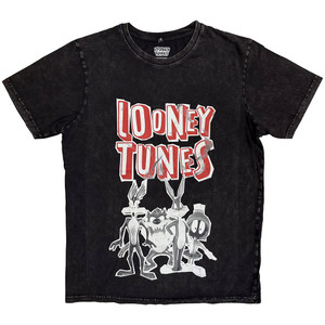 Looney Tunes Unisex Stone Wash T-Shirt: Characters Black & White (Black) Looney Tunes Unisex Stone Wash T-Shirt: Characters Black & White (Black)