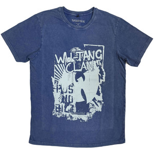 Wu-Tang Clan Unisex Stone Wash T-Shirt: Graffiti (Denim Blue)