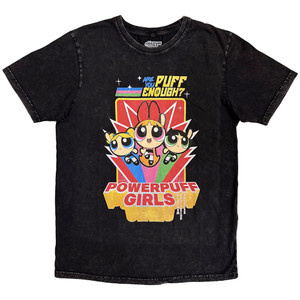 Power Puff Girls Unisex Stone Wash T-Shirt: Are You Puff Enough? (Black) Power Puff Girls Unisex Stone Wash T-Shirt: Are You Puff Enough? (Black)