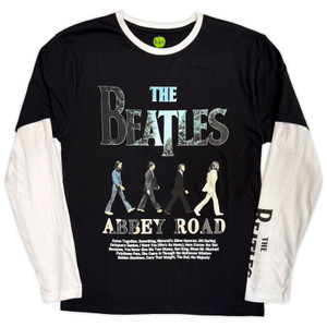 The Beatles Unisex 2 In 1 Layered Long Sleeve T-Shirt: Abbey Road Infill (Black & White) (Sleeve Print)