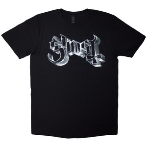 Ghost Unisex T-Shirt: Chrome Logo (Black)
