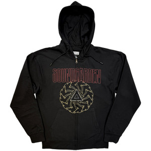 Soundgarden Unisex Zipped Hoodie: Spiral & Logo (Black) Soundgarden Unisex Zipped Hoodie: Spiral & Logo (Black)