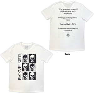 Black Veil Brides Unisex T-Shirt: Skulls (White) (Back Print)