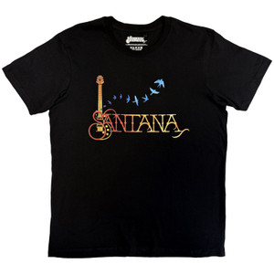Santana Unisex T-Shirt: Guitar & Birds (Black)