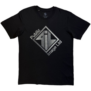 PIL (Public Image Ltd) Unisex T-Shirt: Brushed Steel Logo & Text (Black)