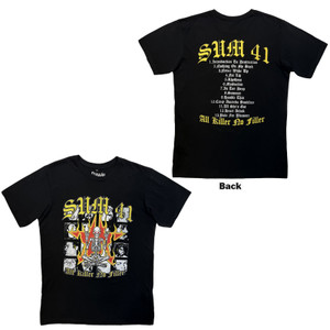 Sum 41 Unisex Carbon T-Shirt: All Killer No Filler Tracklist (Black) (Back Print)