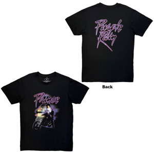 Prince Unisex Carbon T-Shirt: Purple Rain Logo Outline (Black) (Back Print)