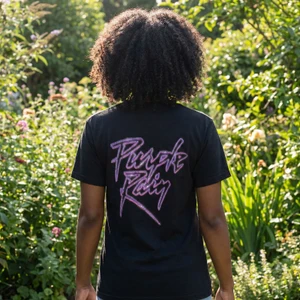 Prince Unisex Carbon T-Shirt: Purple Rain Logo Outline (Black) (Back Print)