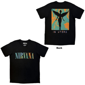 Nirvana Unisex Carbon T-Shirt: In Utero Angel Swirl (Black) (Back Print)