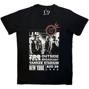 U2 Unisex Carbon T-Shirt: Zoo TV Tour NY Poster 08.29.92 (Black)