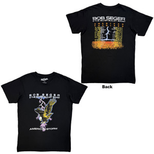 Bob Seger & The Silver Bullet Band Unisex Carbon T-Shirt: American Storm (Black) (Back Print)