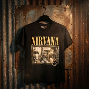 Nirvana Unisex Carbon T-Shirt: Nevermind '91 Hotel Photo (Black) (Back Print)