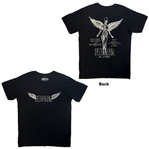 Nirvana Unisex Carbon T-Shirt: In Utero Tracklist (Black) (Back Print)