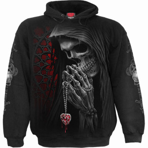 Spiral Unisex Pullover Hoodie: Forbidden (Black) (Back & Sleeve Print)