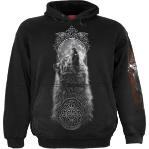 Spiral Unisex Pullover Hoodie: Darkest Fear (Black) (Back & Sleeve Print)