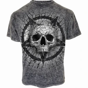 Spiral Unisex Acid Wash T-Shirt: Cracking Up (Black & Grey)