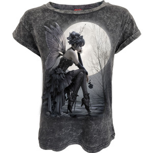 Spiral Ladies Acid Wash T-Shirt: Reflections (Black & Grey)