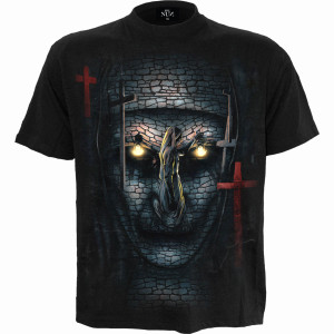 The Nun Unisex T-Shirt: Skull Illusion (Black) (Back Print)