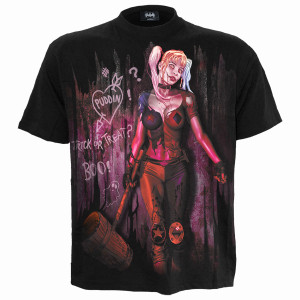 DC Comics Unisex T-Shirt: Batman Harley Quinn Trick Or Treat (Black)