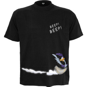 Looney Tunes Unisex T-Shirt: Coyote Beep Beep (Black) (Back Print)