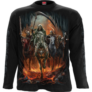 Spiral Unisex Long Sleeve T-Shirt: Revelation (Black) (Back & Sleeve Print)