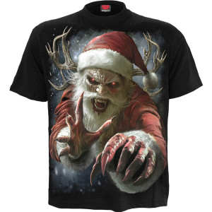 Spiral Unisex T-Shirt: Naughty Or Nice Santa (Black) (Back Print)