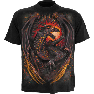Spiral Unisex T-Shirt: Dragon Furnace (Black) (Back Print)