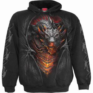 Spiral Unisex Pullover Hoodie: Draconis (Black) (Back & Sleeve Print)