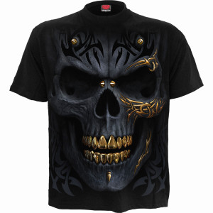 Spiral Unisex T-Shirt: Black Gold (Black) (Back Print)