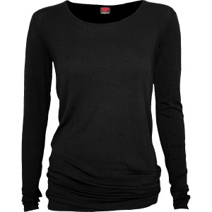 Spiral Ladies Long Sleeve Baggy T-Shirt: Plain (Black) (Blank)