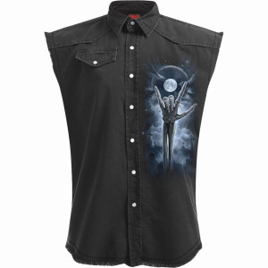 Spiral Unisex Worker Shirt: Grim Rocker (Black) (Back Print)