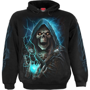 Spiral Unisex Pullover Hoodie: Dead Metal (Black) (Back & Sleeve Print)